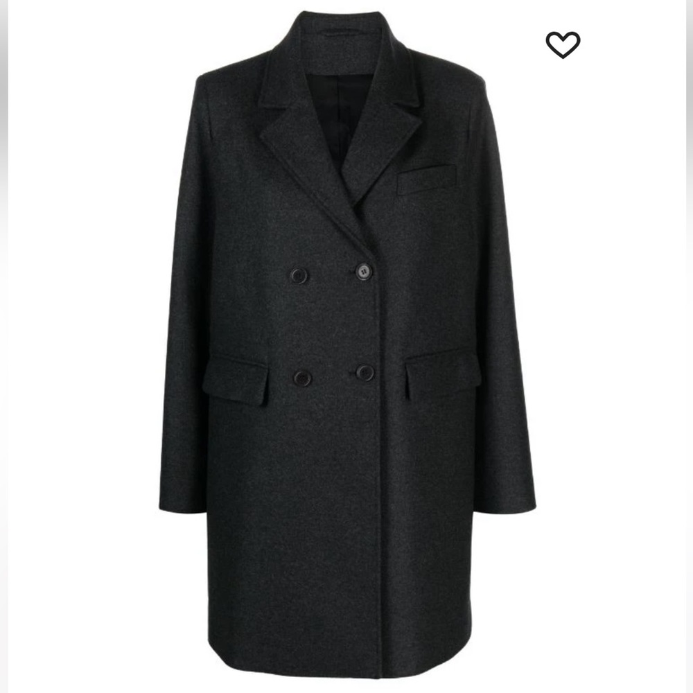 NWT Skall Studio Robin Wool Double Breasted Coat, Charcoal Grey, Size 38